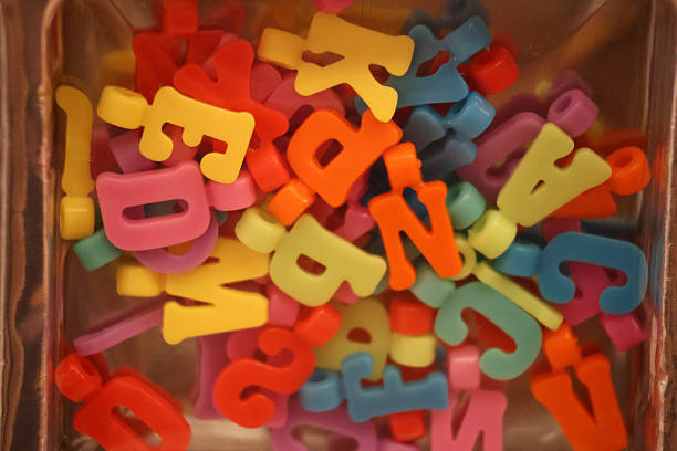 macro cursive letters on a blue background