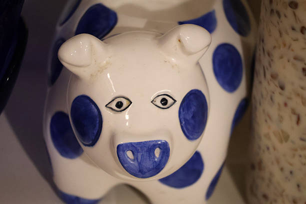 istock A white and blue cow pig figure 2246354875