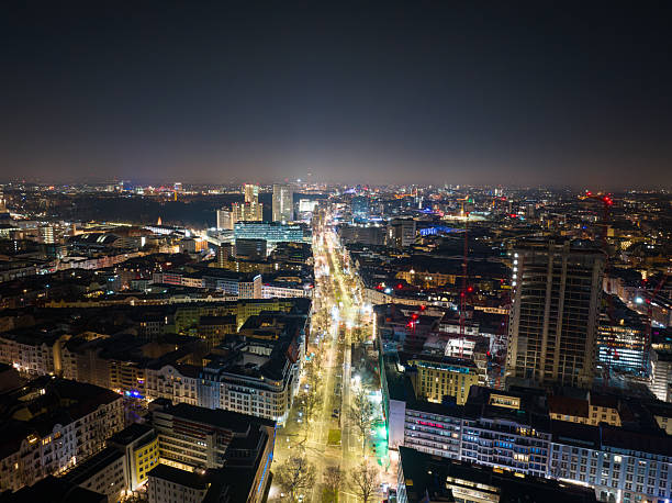 Aerial view of Berlin at night