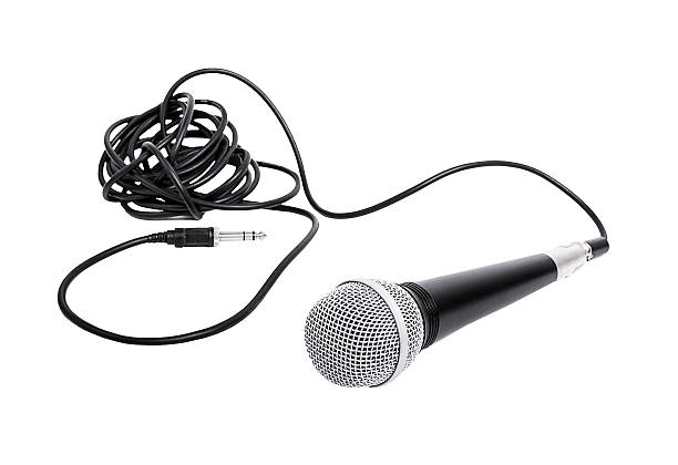 istock Microphone with cable, closeup. Isolated on white . No shadows 2246357840