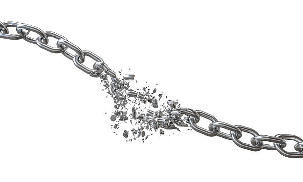 istock Metal chain breaking symbolizing freedom and liberation 2246358870