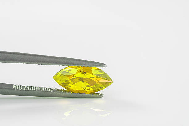istock A yellow marquise cut gemstone is displayed in a jeweler's setting 2246359023