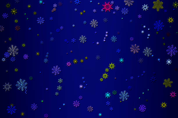 istock Colored snowflakes on winter blue backdrop.New Year, Christmas 2246362606