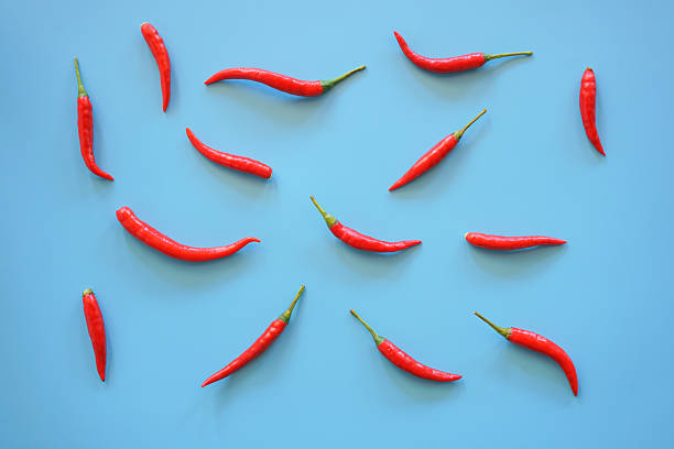 istock pattern of red chili arrange on blue background 2246367569