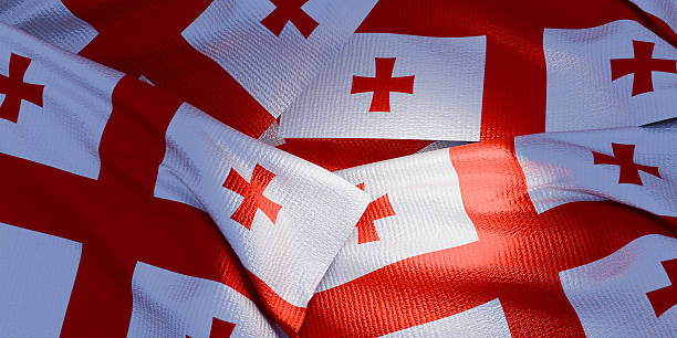istock Georgia flag of silk-3D illustration. 3d render. 2246370723
