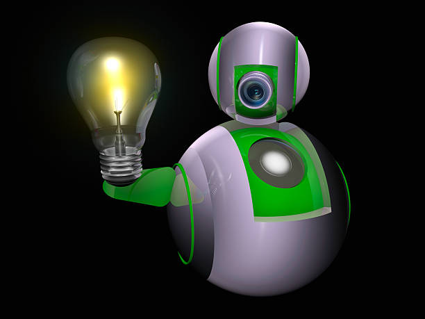 istock Cute Robot That Guides in the Dark with Light 2246384491