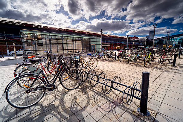 istock Modern building exterior Malmo train Central Station, with parked bicycles, Sweden. 2246393382