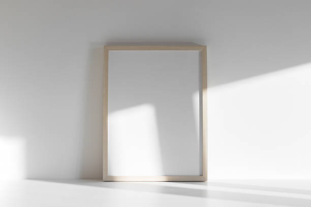 istock Wooden frame mockup, shadow overlay, direct sunlight 2246393437