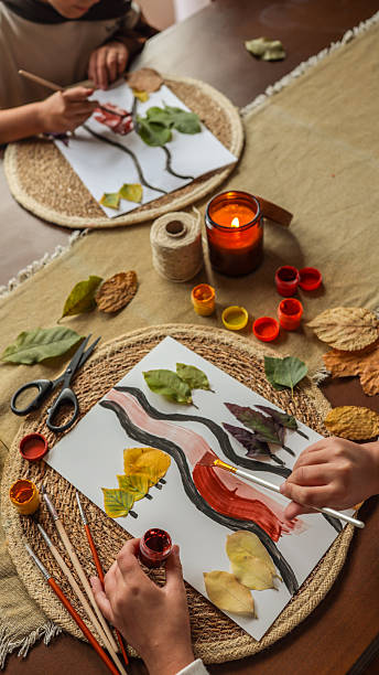 istock Creative Autumn Art Project with Leaves and Paint 2246397778