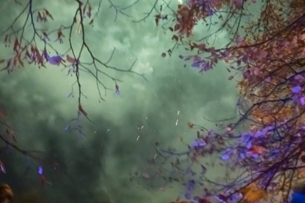 Surreal sky smoke after fireworks - blurred abstract scene. Soft focus. Calm after chaos. Beauty in perfection