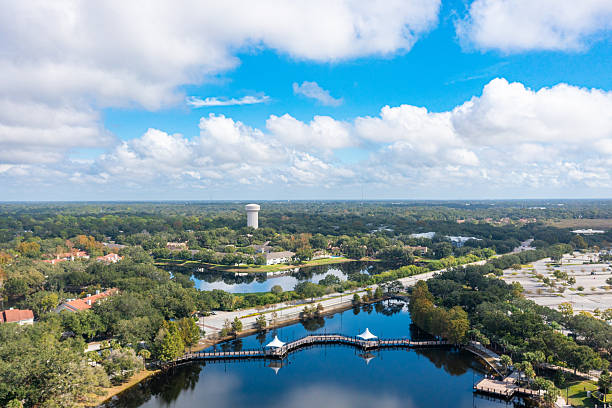 Drone angle view of Alatamonte Springs, Florida