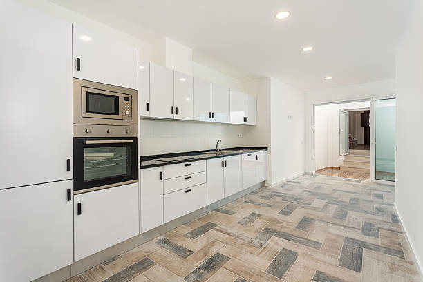 Dining zone in white modern apartment