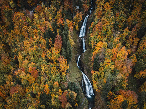 Giessbach waterfalls to lake Brienzersee, Switzerland.