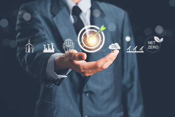 istock Recycling icon, Sustainable Development Concept.Man present glowing recycling, surrounded by various sustainability symbol, representing concepts of eco-friendly practices and sustainable development 2246421691