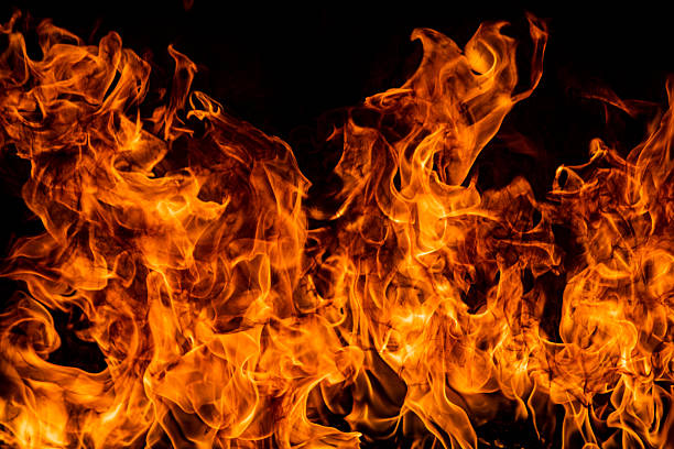 istock Fire flames on black background. Fire burn flame isolated, abstract texture. Flaming effect with burning fire. 2246430500