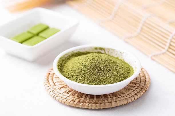 Matcha powder and chocolate bar