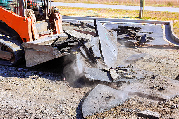 istock Construction crew uses heavy machinery to remove asphalt in parking lot 2246436859