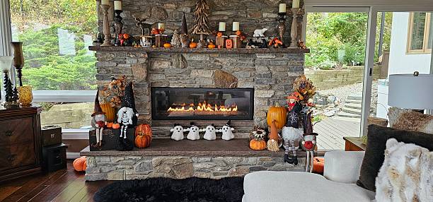istock Halloween Season in Front of a Stone Fireplace 2246442880