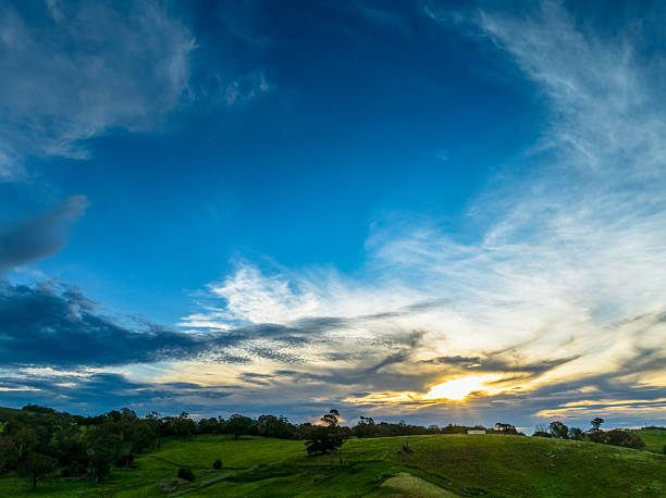 istock Sunset views over rural farmland with beautiful cloud formations 2246445495