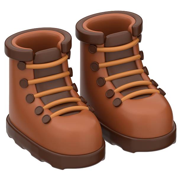 3D hiking boots icon. 3D icon render of hiking boots with white background.