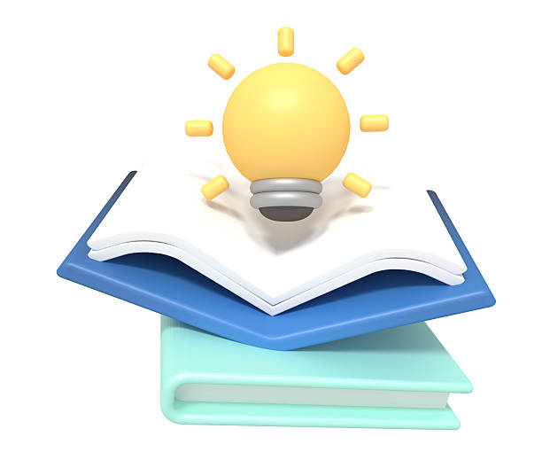 3D Rendering of Lightbulb Above Books