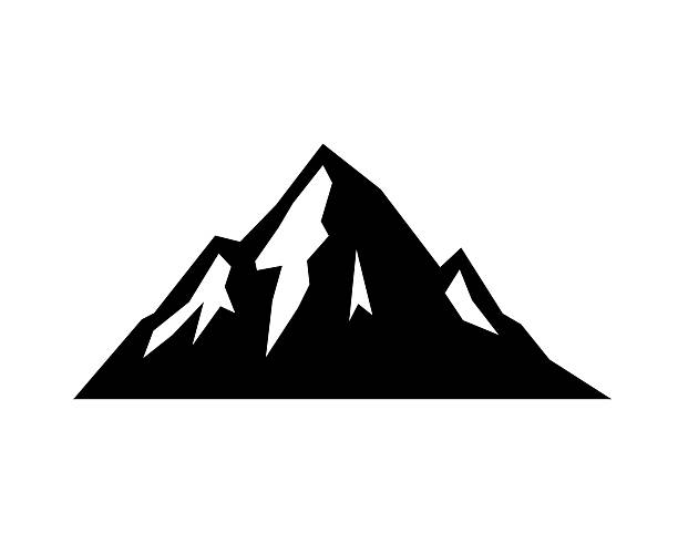 Black mountain ridge with snowy summits. Perfect for trekking posters, climbing projects, eco campaigns, adventure branding and minimalist outdoor illustrations