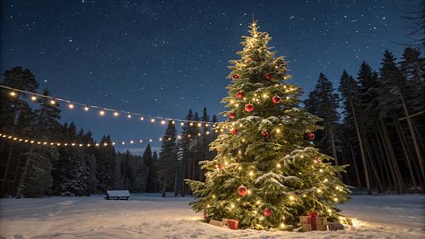 istock Christmas tree with Christmas decorations and garland 2246456202