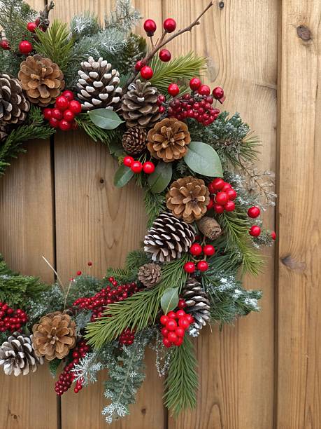 istock Christmas wreath with pine cones and berries 2246456207