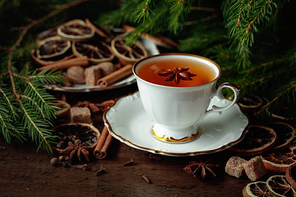 istock Christmas tea with spices and dried citrus slices. 2246466237