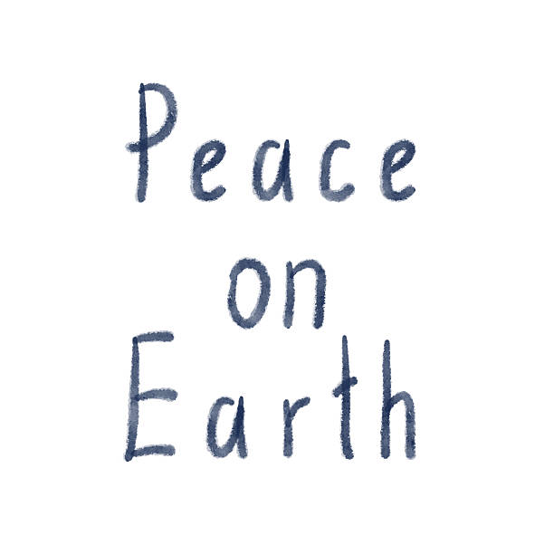 istock Hand painted watercolor lettering Peace on Earth in soft blue color isolated on white. 2246468835