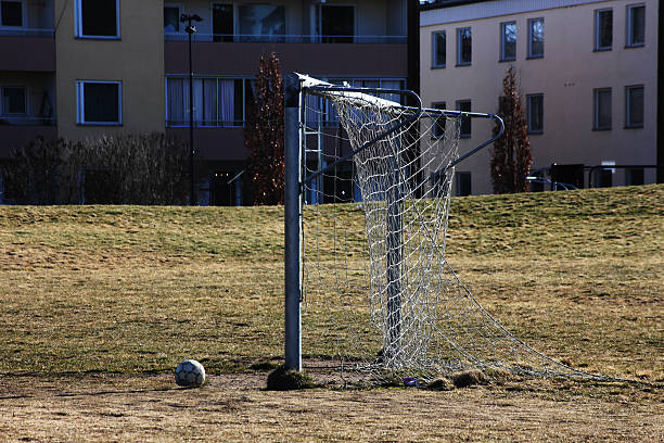 istock A soccer goal with a ball in front 2246469665