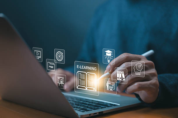 istock learn icon, online training on a laptop. concept of platform digital education, teaching course. curriculum learning online, business technology. a study from the webinar, Innovation Elearning 2246474097
