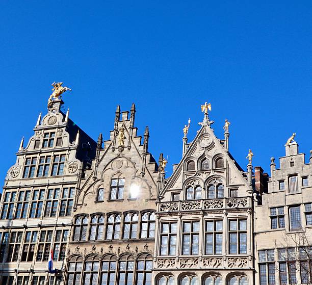 istock Guildhalls with crow stepped gables in Grote Markt Antwerp, Belgium, historical architecture under clear blue sky 2246477031