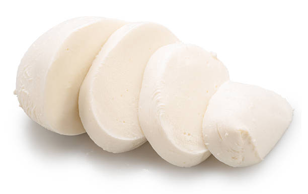 istock Slices of mozzarella cheese ball on white background. File contains clipping path. 2246477255