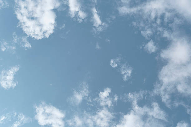 istock Soft pastel blue sky with white cirrus clouds. Copy space. Background 2246477574