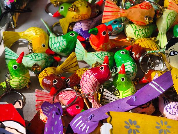 Crochet doll keychain, hand crocheted, handmade animal keychain for background texture, illustration