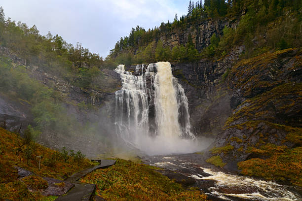 istock Skjervsfossen Waterfall in Hardanger, Norway – Two-Step Cascade in Forested Canyon 2246485570