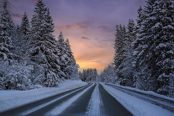 istock Snowy winter road in the forest 2246495029