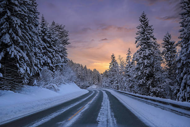 istock Snowy winter road in the forest 2246495040