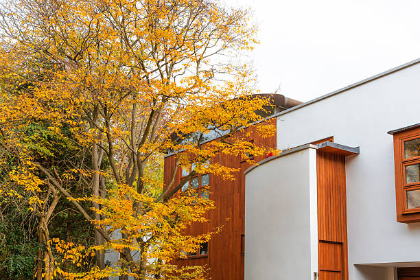 London, UK - 30 October, 2025: exterior architecture of an ultra modern house in Hampstead, an especially affluent area of London.