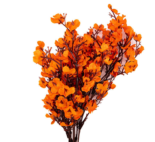 istock Autumn orange artificial flowers bouquet on white background 2246502479