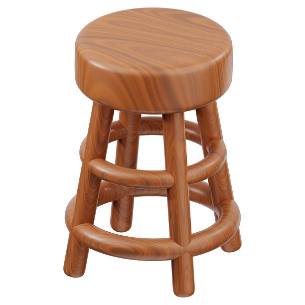 3D round stool icon. 3D icon render of round stool with white background.
