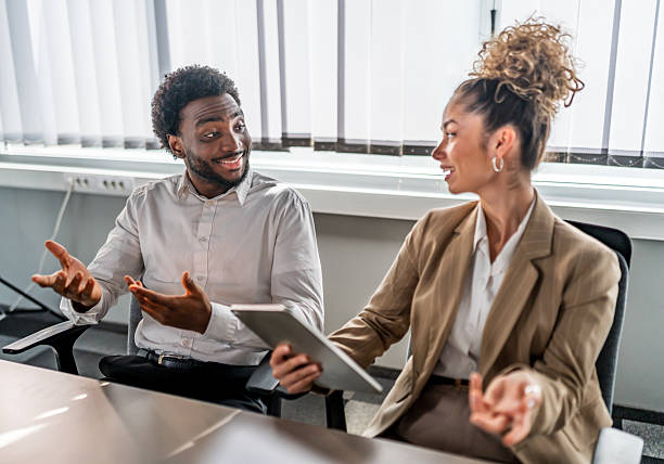 istock Business colleagues discussing project ideas during meeting 2246503226