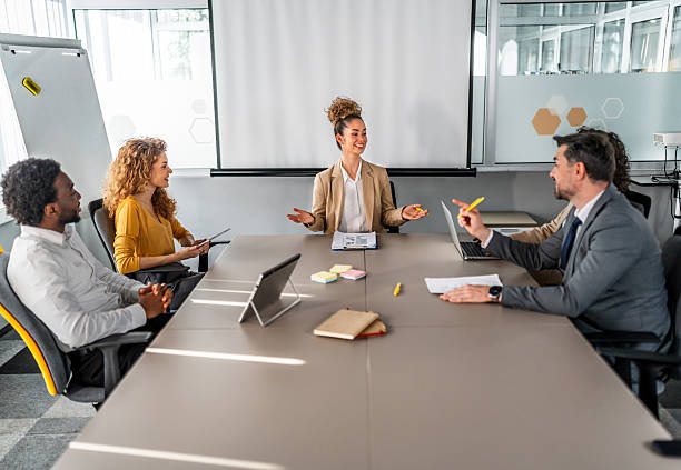istock Business colleagues collaborating during a corporate meeting 2246503302