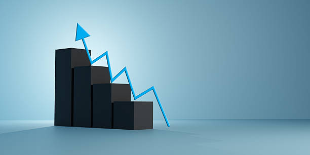 istock Business Growth Arrow and Rising Bar Chart on Blue Minimal Background 2246508838