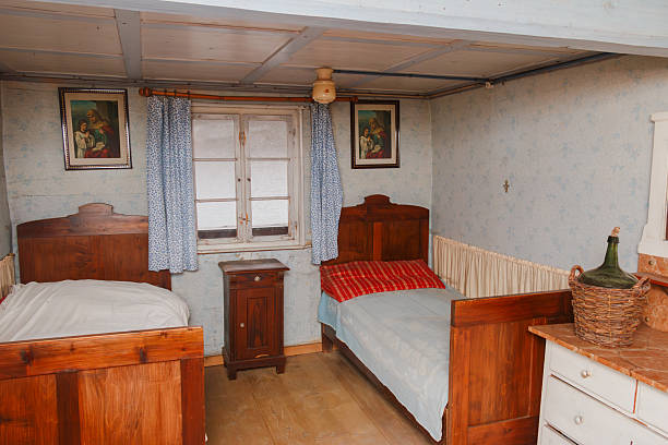Old Bavarian bedroom with two twin beds