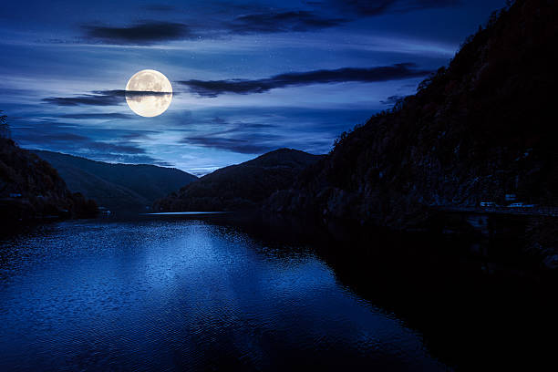 istock mountainous landscape with lake in autumn at night 2246510233
