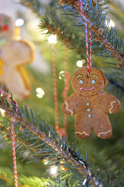 istock Gingerbread man cookie hanging on Christmas tree branch 2246512191