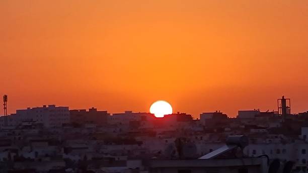 istock Clear sky with golden sunset big circle 2246520581