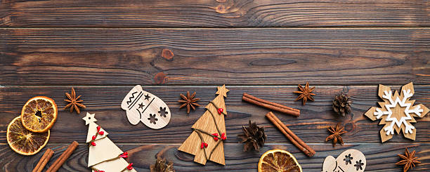 istock New Year composition. Christmas decor background with pine cones. Top view with copy space 2246522412